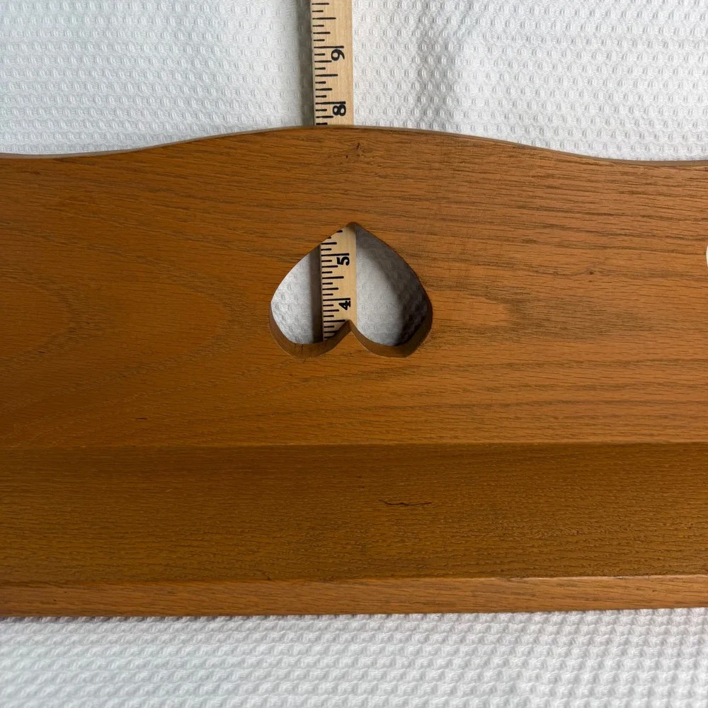 Vintage Wood Wall Shelf Heart Cutouts Scalloped Country Plate Groove 22.5 Inch